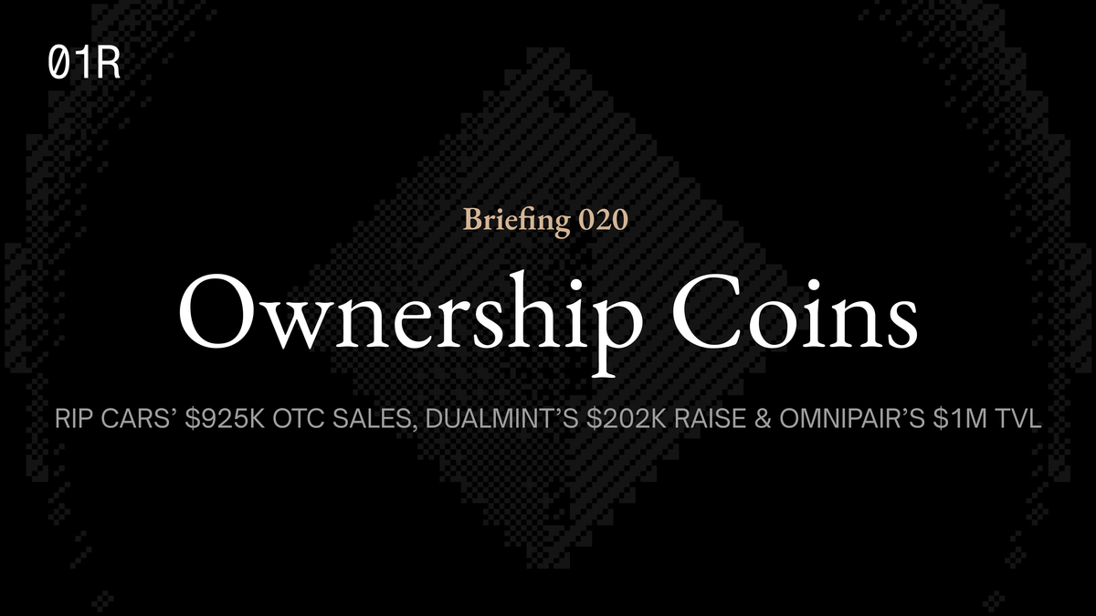 Rip Cars Raises $925K OTC and Seeks $250K for Inventory, DualMint Reaches $202.4K, and Omnipair Crosses $1M TVL